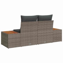 Sofa de jardin 2 places avec coussins gris en poly rotin 