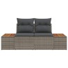Sofa de jardin 2 places avec coussins gris en poly rotin 