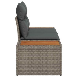 Sofa de jardin 2 places avec coussins gris en poly rotin 