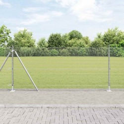 Clôture en maille soudée avec 13 poteaux flanqués 1x50 m en acier galvanisé 