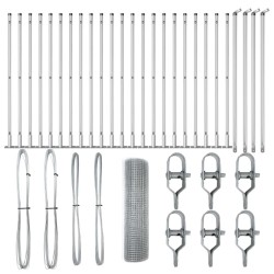 Clôture en maille soudée avec 13 poteaux flanqués 1x50 m en acier galvanisé 