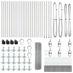 Clôture en maille soudée avec 13 poteaux flanqués 1x50 m en acier galvanisé 