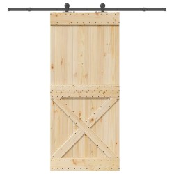Porte coulissante et kit de quincaillerie 100x210 cm pin massif 