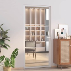 Porte intérieure 93x201,5 cm Blanc Verre ESG et aluminium 