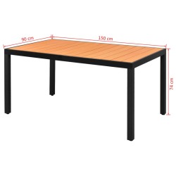 Table de jardin Marron 150 x 90 x 74 cm Aluminium et WPC 