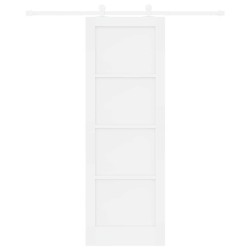 Porte coulissante avec kit de quincaillerie blanche 73,5 x 211 cm en bois massif de pin 