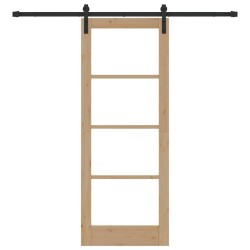 Porte coulissante avec kit 'ORKDAL'Bois massif et verre 