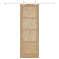 Porte Coulissante avec Set de Quincaillerie 73.5x211 cm Bois Massif de Pin 