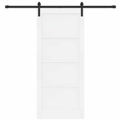 Porte coulissante avec ensemble de quincaillerie Blanche 86x198.5 cm Bois massif Pin 
