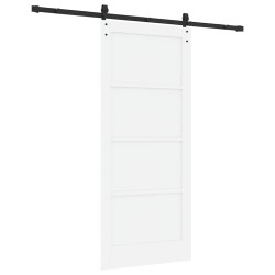 Porte coulissante avec ensemble de quincaillerie Blanche 86x198.5 cm Bois massif Pin 