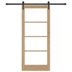 Porte Coulissante avec Matériel 86x198.5 cm en Bois Massif en Pin 