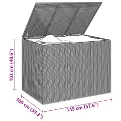 Boîte à coussins de jardin Résine tressée 145x100x103 cm Gris 