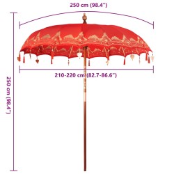 Parasol Autre Rouge x 250 cm Coton et bois massif 