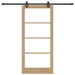 Porte Coulissante avec Matériel 93x202 cm en Pin Massif 