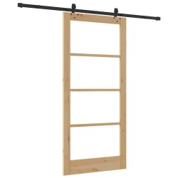 Porte Coulissante avec Matériel 93x202 cm en Pin Massif 