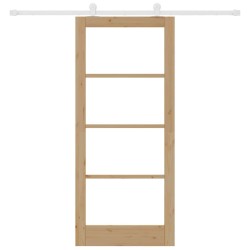 Porte coulissante avec kit de quincaillerie 'ORKDAL'en bois massif et verre 