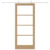 Porte coulissante avec kit de quincaillerie 'ORKDAL'en bois massif et verre 