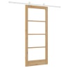 Porte coulissante avec kit de quincaillerie 'ORKDAL'en bois massif et verre 