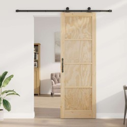 Porte coulissante avec set de quincaillerie 'ORKDAL'en bois massif de pin 