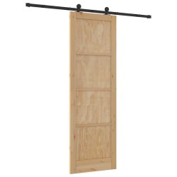 Porte coulissante avec set de quincaillerie 'ORKDAL'en bois massif de pin 