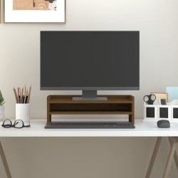 Support de moniteur Marron miel 50x24x16 cm Bois de pin solide 