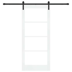 Porte Coulissante avec Ensemble de Quincaillerie 'ORKDAL'Bois Massif&Verre Blanc 
