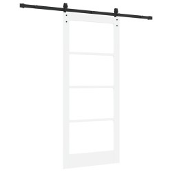 Porte Coulissante avec Ensemble de Quincaillerie 'ORKDAL'Bois Massif&Verre Blanc 