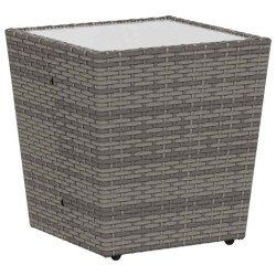 Set de Bistro de Jardin 3 Pièces avec Coussins Gris en Poly Rattan 