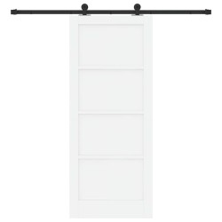 Porte coulissante avec kit de matériel blanche 83x202 cm en bois massif de pin 