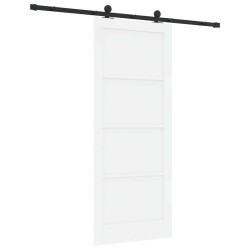 Porte coulissante avec kit de matériel blanche 83x202 cm en bois massif de pin 
