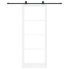 Porte Coulissante avec Quincaillerie 'ORKDAL'en Bois Massif Blanc et Verre 