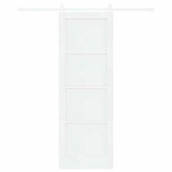 Porte Coulissante avec Kit de Matériel Blanc 73.5x211 cm Bois Massif Pin 