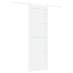 Porte Coulissante avec Kit de Matériel Blanc 73.5x211 cm Bois Massif Pin 