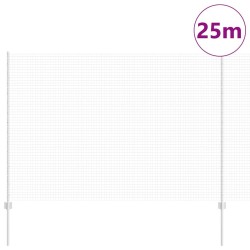 Clôture en fil soudé avec 22 poteaux en U Argent 1.6x25 m Acier 