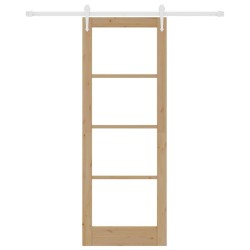 Set de porte coulissante avec quincaillerie en bois massif de pin 78x211 cm 