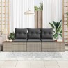 Ensemble de 3 Canapés de Jardin avec Coussins Gris Poly Rattan Acacia 