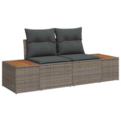 Ensemble de 3 Canapés de Jardin avec Coussins Gris Poly Rattan Acacia 