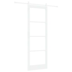 Porte coulissante avec quincaillerie 'ORKDAL'Blanc Bois massif et verre 
