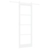 Porte coulissante avec quincaillerie 'ORKDAL'Blanc Bois massif et verre 