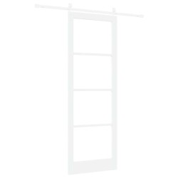 Porte coulissante avec quincaillerie 'ORKDAL'Blanc Bois massif et verre 