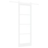 Porte coulissante avec quincaillerie 'ORKDAL'Blanc Bois massif et verre 