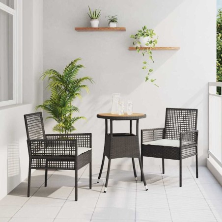 Ensemble de Salle à Manger de Jardin de 3 Pièces Noir Poly Rattan 