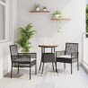 Ensemble de Salle à Manger de Jardin de 3 Pièces Noir Poly Rattan 