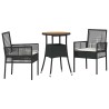 Ensemble de Salle à Manger de Jardin de 3 Pièces Noir Poly Rattan 