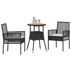 Ensemble de Salle à Manger de Jardin de 3 Pièces Noir Poly Rattan 