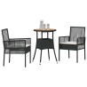 Ensemble de Salle à Manger de Jardin de 3 Pièces Noir Poly Rattan 