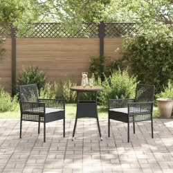 Ensemble de Salle à Manger de Jardin de 3 Pièces Noir Poly Rattan 