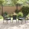 Ensemble de Salle à Manger de Jardin de 3 Pièces Noir Poly Rattan 