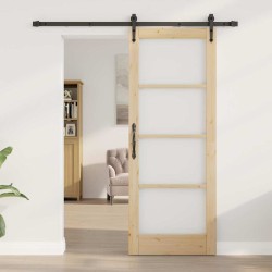 Porte coulissante avec ensemble de matériel 78x202 cm en pin massif 