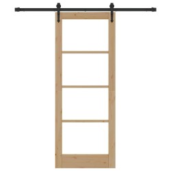 Porte coulissante avec ensemble de matériel 78x202 cm en pin massif 